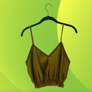 Green Satin Spaghetti Strap Top